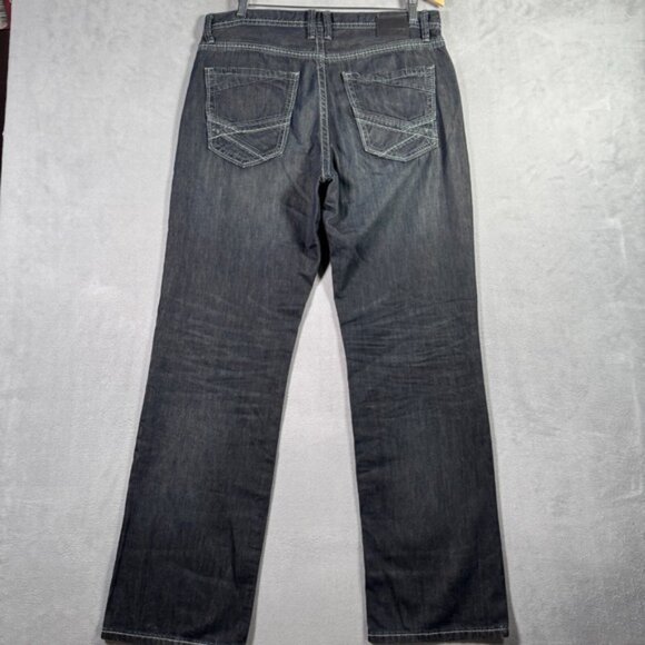 BKE Tyler Jeans Mens 34L Black Straight Leg Stretch Denim Western Grunge 36x33 - Picture 2 of 13
